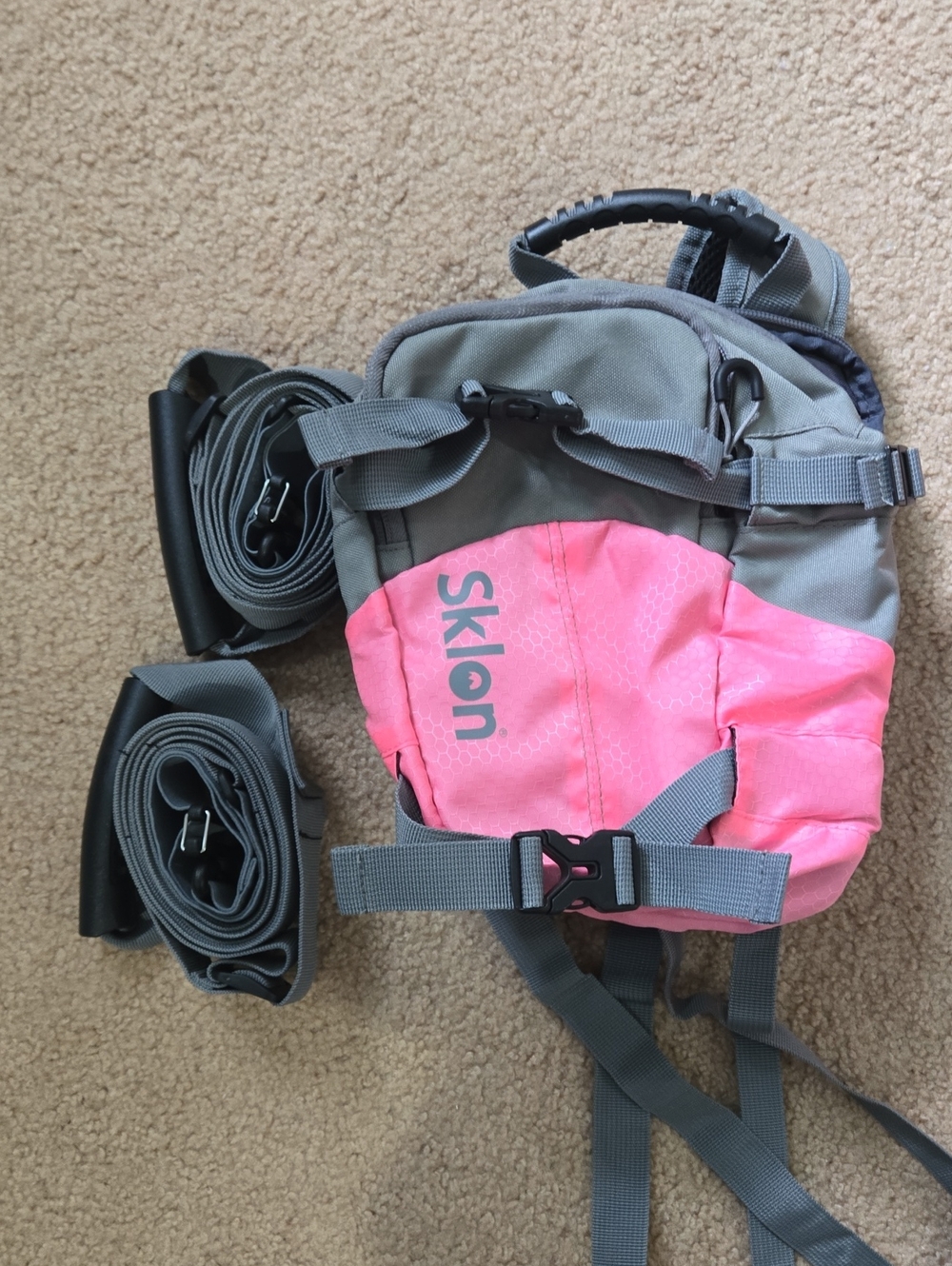 Sklon Kids Pink and Gray Ski Training Backpack
